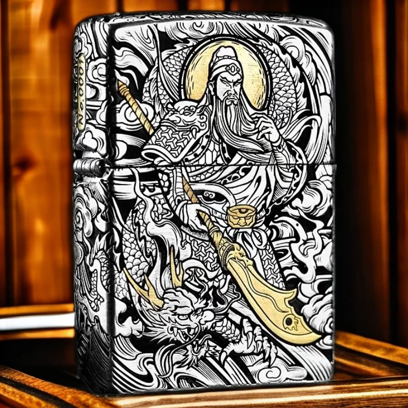 zippo打火机错金银工关羽义薄云天之宝防风男士新年礼物DYJ1