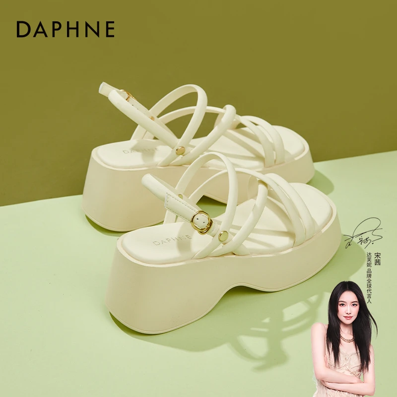 达芙妮松糕厚底凉鞋女2025夏季新款露趾外穿配裙子海边沙滩鞋拖鞋