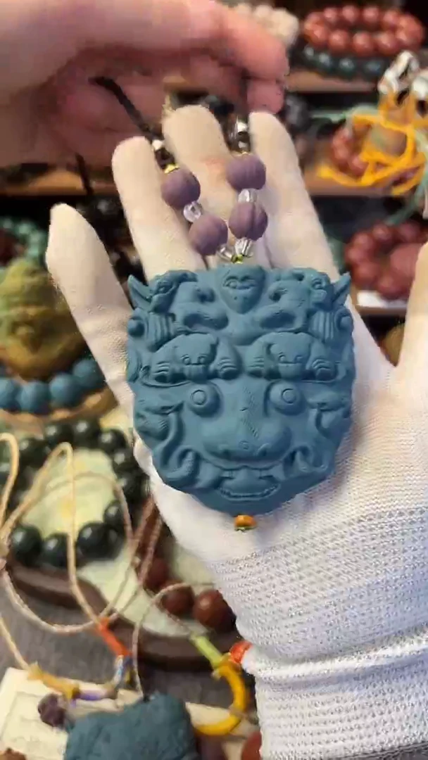 泥塑柚见清茶饕餮香牌一个