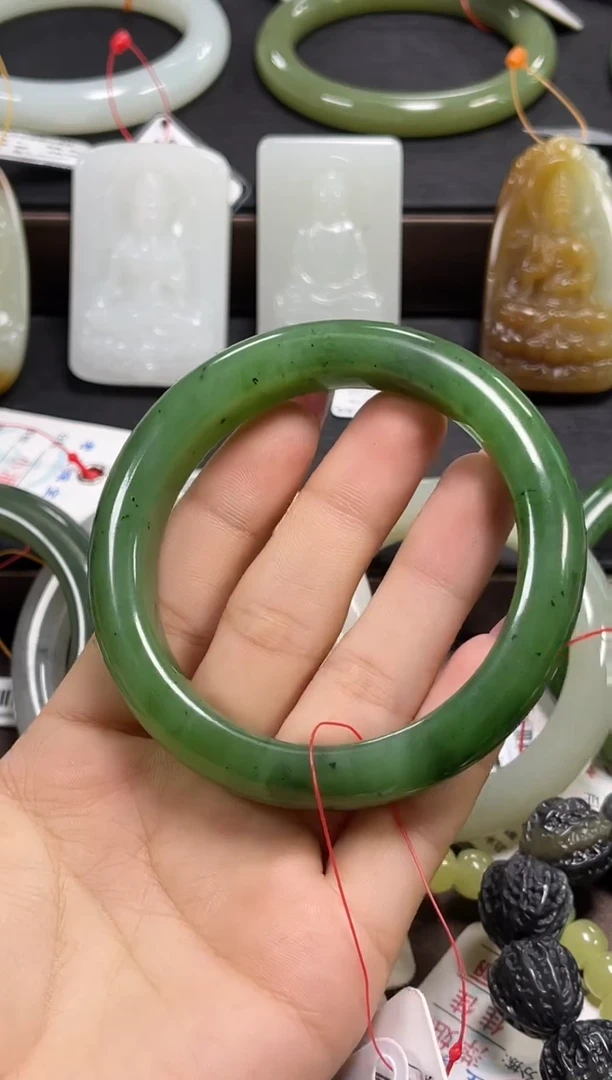 未镶嵌手镯和田玉俄料碧玉 56+圈有内裂9016157