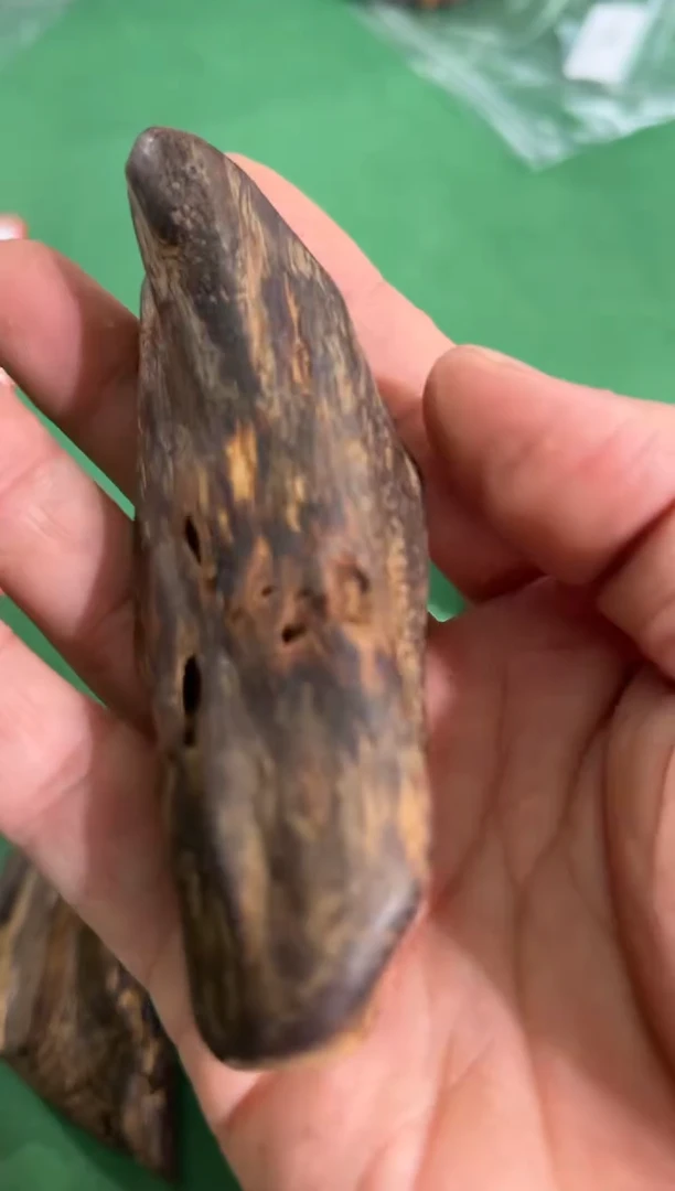 【闪购商品】沉香手把件97号黑棋虫漏