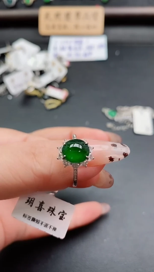 银S925镶嵌戒指翡翠1