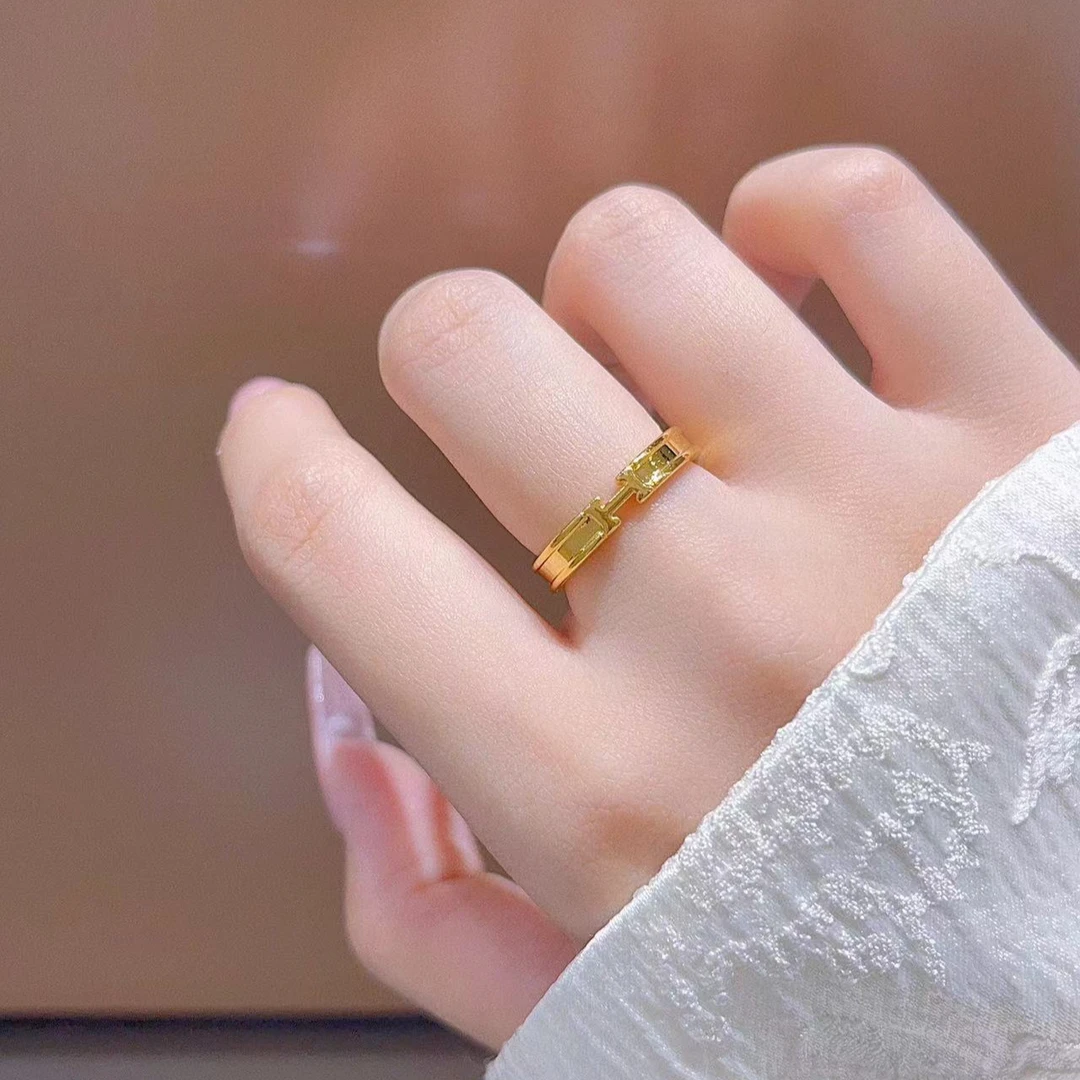 5D足金999字母H戒大气百搭简约风送姐妹送对象