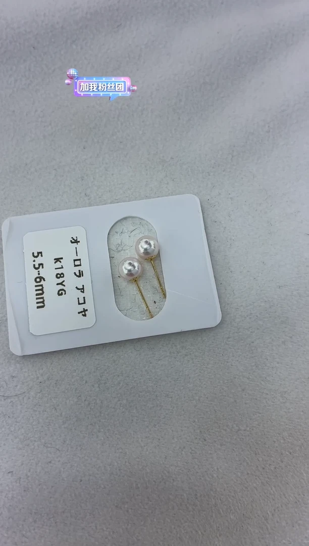 18K金镶嵌耳饰海水珍珠5.5-6素钉
