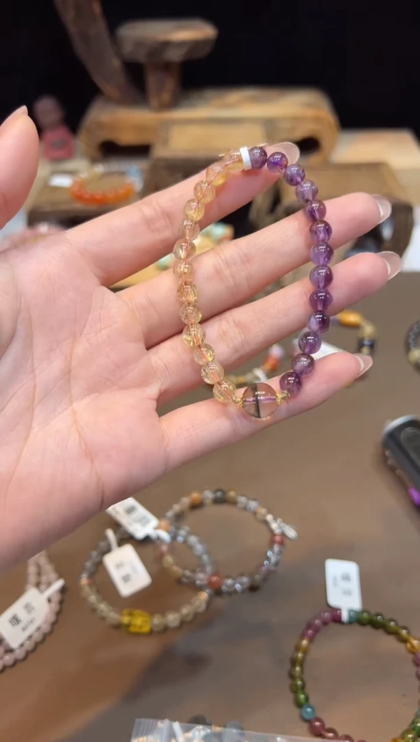 水晶手链18K金镶嵌手饰@@F4630