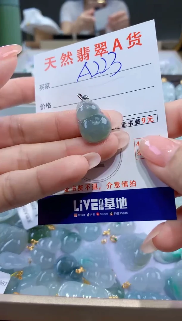 颈饰18K金镶嵌翡翠天然翡翠A货挂件