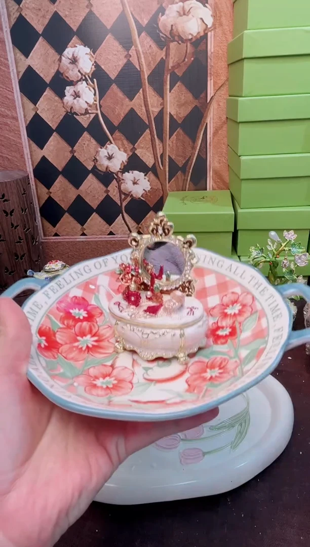 锌合金珐琅彩首饰盒摆件默认微瑕不退不换～