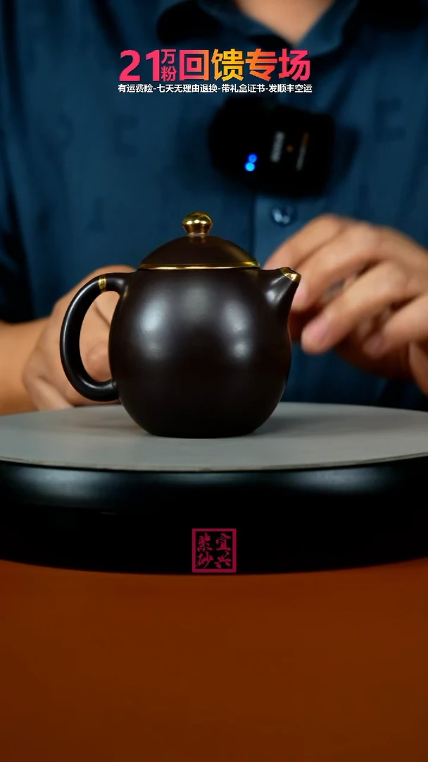 茶壶紫砂蒋静明赤龙血砂描金龙蛋220CC