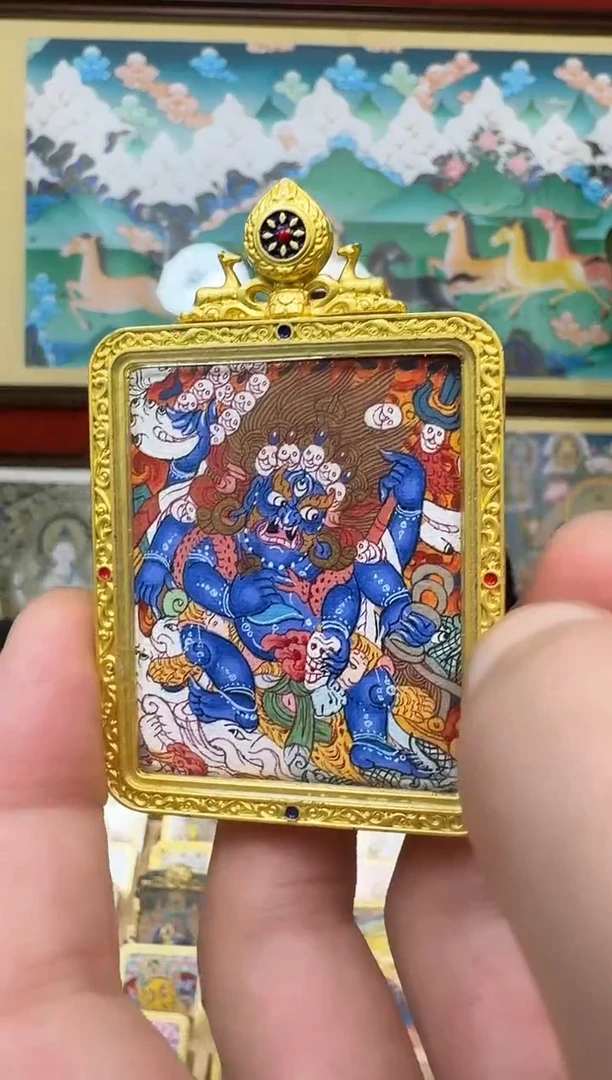 吊坠大黑-热贡纯手绘唐卡吊坠