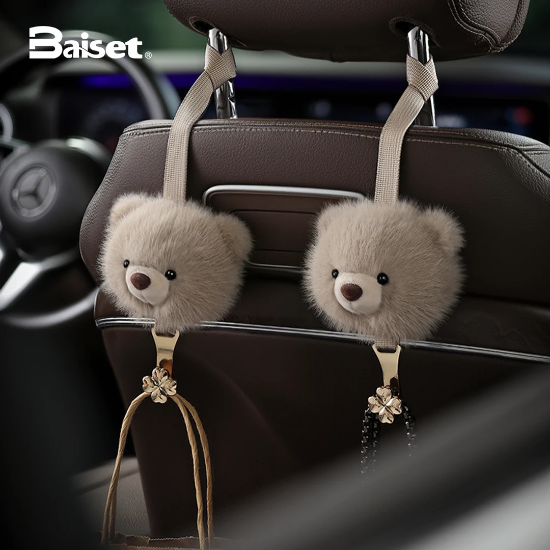 Baiset莫勒熊车载挂钩短绒卡通车内悬挂收纳创意可爱内饰用品礼物