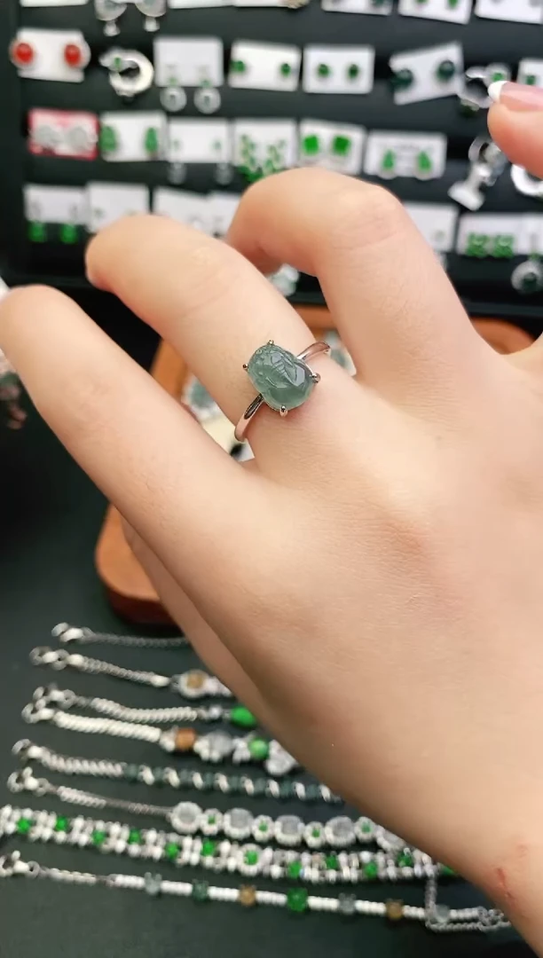 银S925镶嵌戒指翡翠0