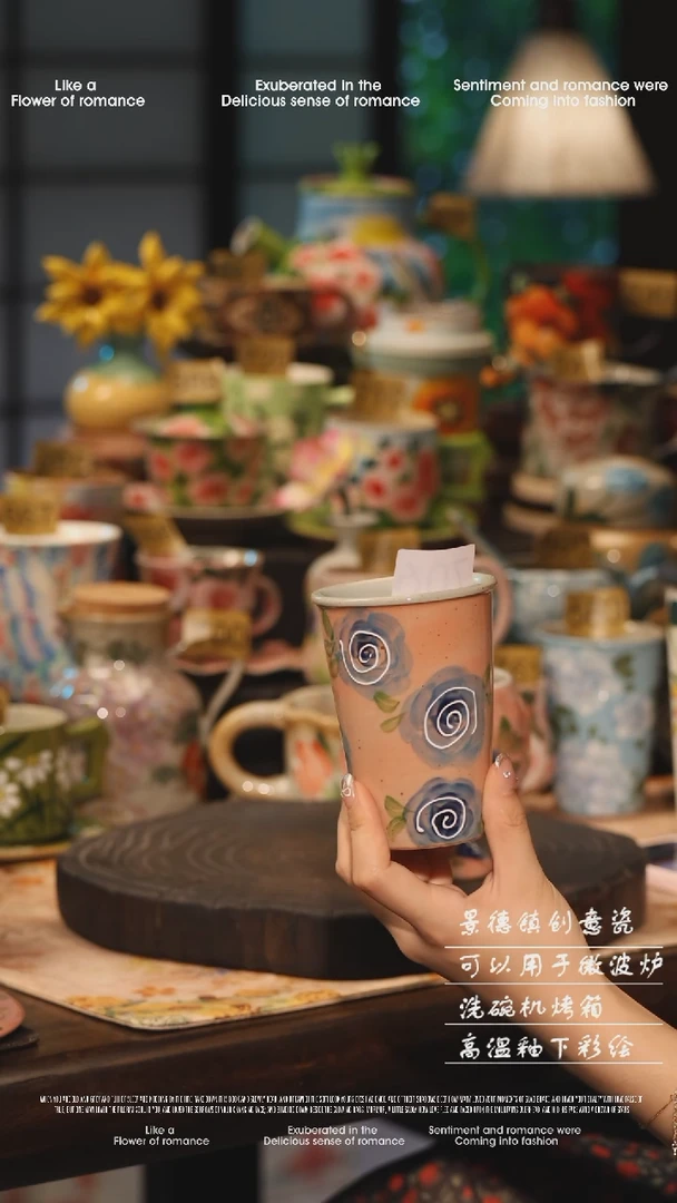 陶瓷景德镇高温釉下彩绘设计师款式