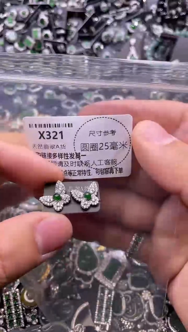 翡翠未镶嵌颈饰X321耳钉