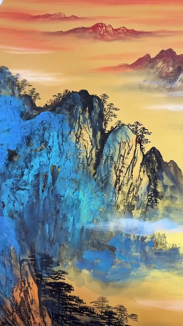 国画李春现泼墨山水四尺
