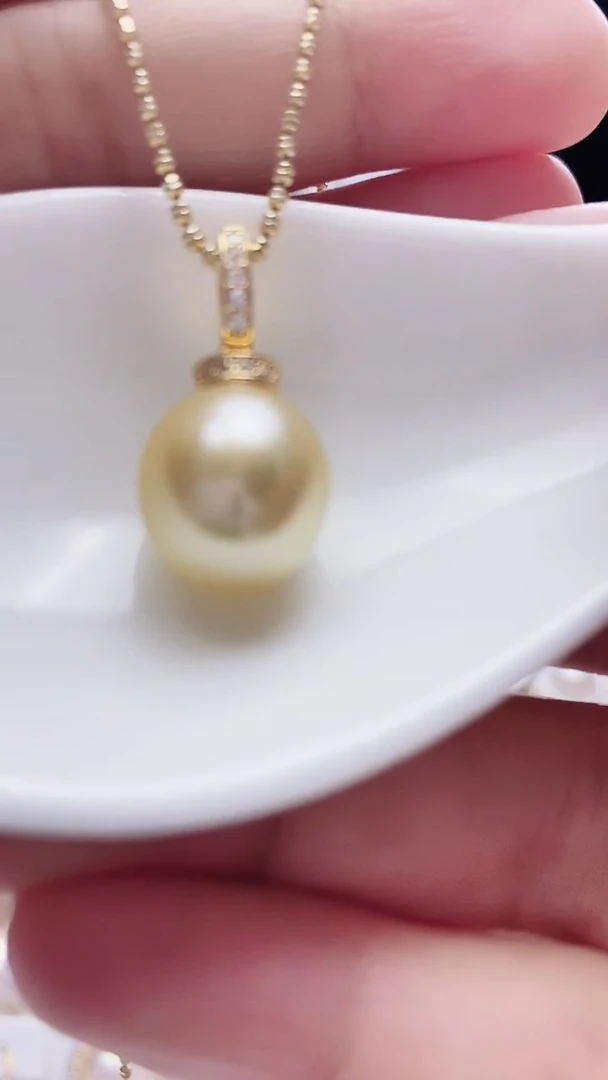 银S925镶嵌颈饰海水珍珠海水金珠吊坠