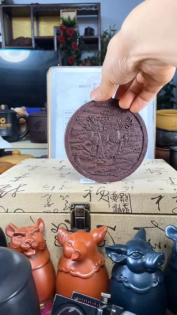 茶杯紫砂紫砂盖杯麒麟