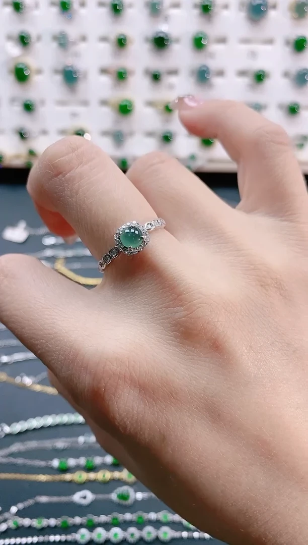 【闪购商品】翡翠戒指银S925镶嵌天然翡翠