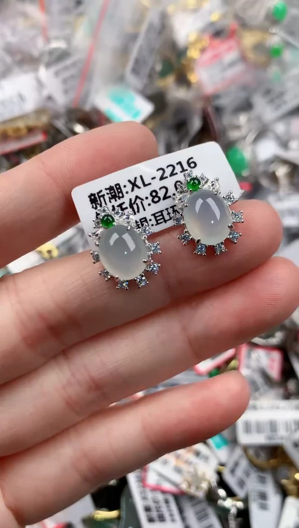 银S925镶嵌戒指翡翠444         5