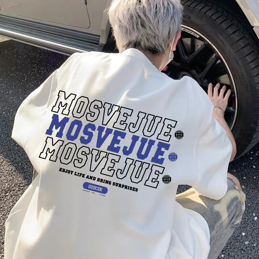 100%纯棉重磅时尚小众青少年街头风百搭时尚oversize短袖印花T恤