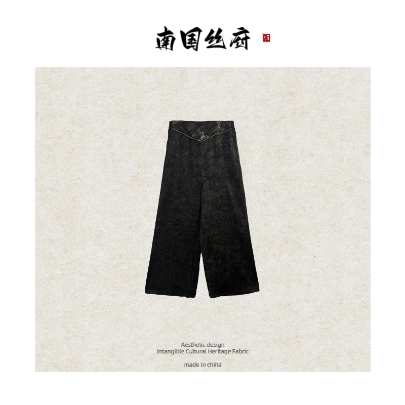 【林中楼阁·裤子】收腰松紧腰设计手工刺绣裤长·95