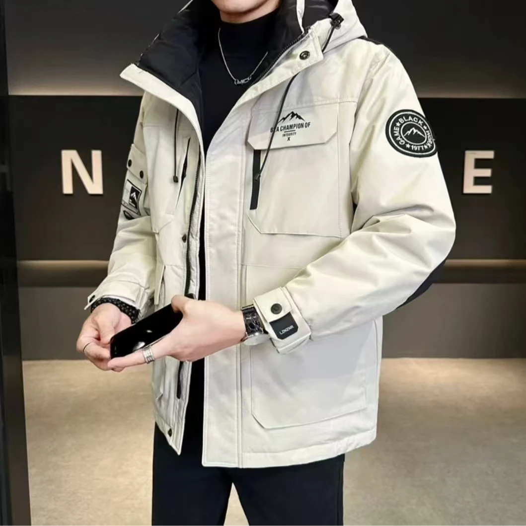 8027#冬季新款连帽时尚潮流百搭保暖休闲男士加厚外套