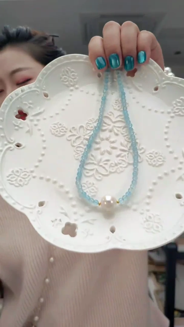 颈饰未镶嵌淡水珍珠2102单珠蓝项链