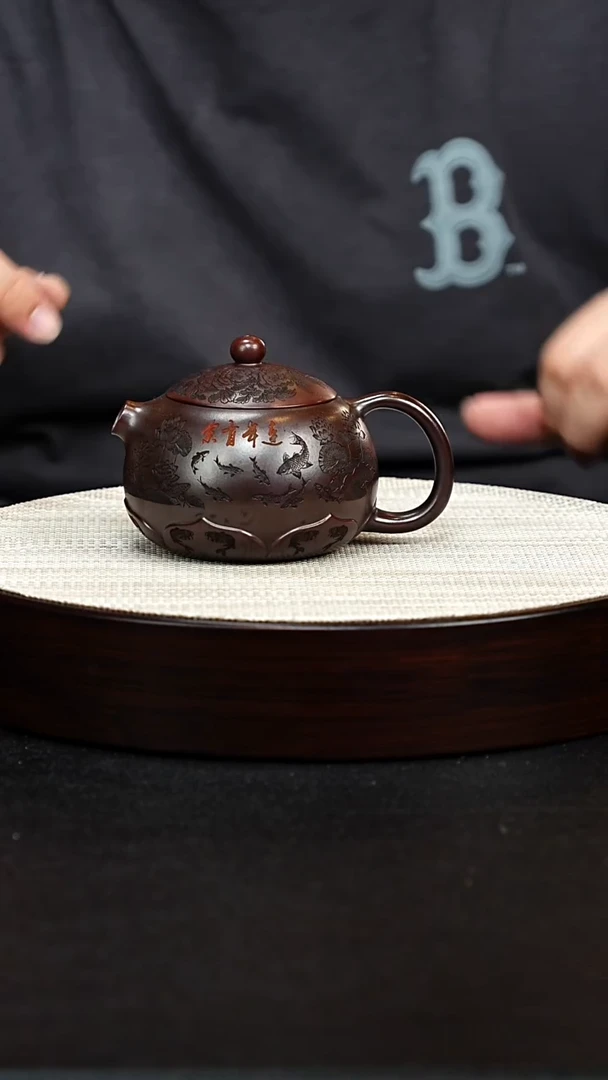 茶壶紫砂宜兴原矿纯手工紫砂 佛莲西施 紫龙玉砂