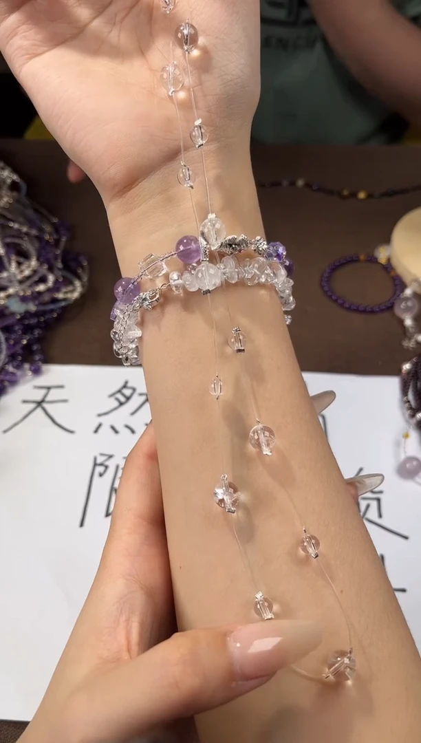 未镶嵌项链水晶白水晶鱼线款锁骨链