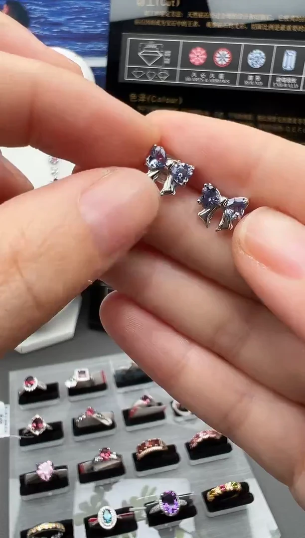 银S925镶嵌耳饰坦桑石81