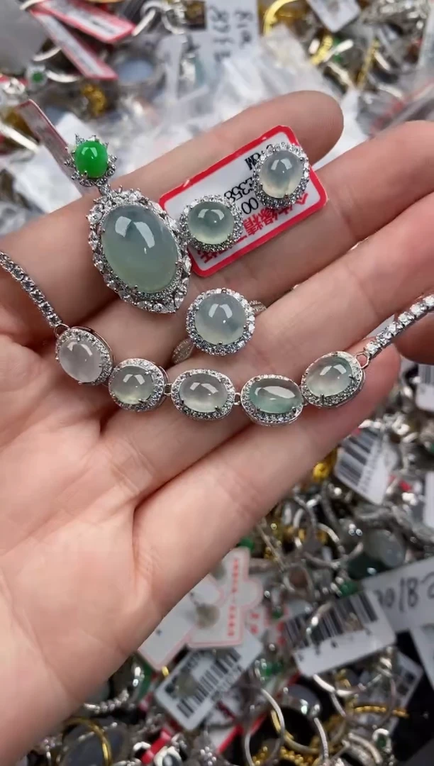 银S925镶嵌戒指翡翠555----7