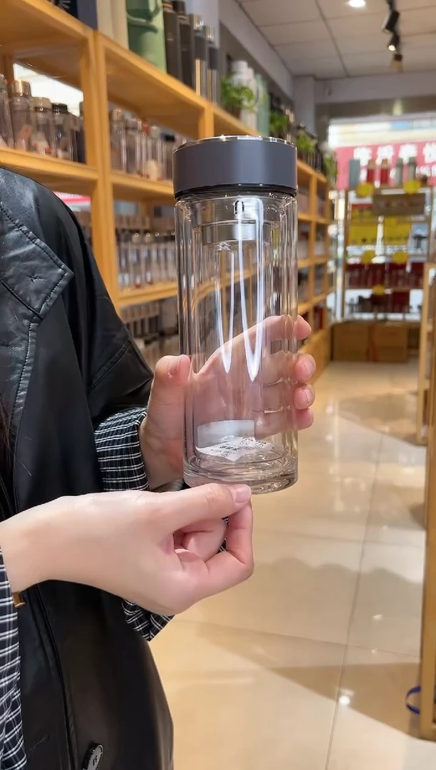 【闪购商品】双层高档500ml高硼硅茶杯1720灰