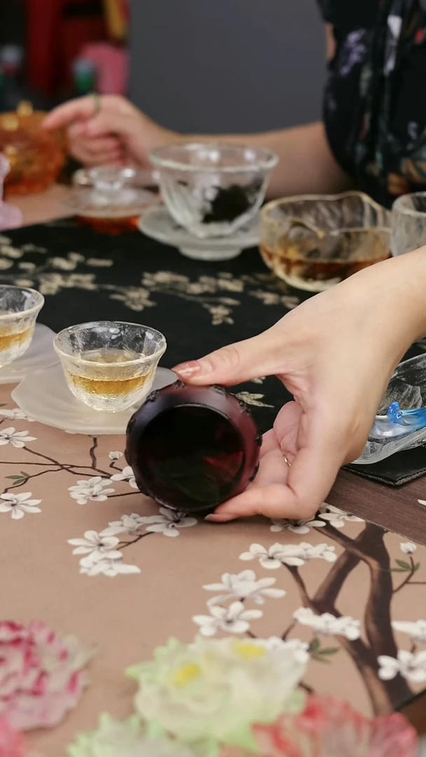 琉璃手工艺品古法琉璃紫色十二时辰鼓形盖置