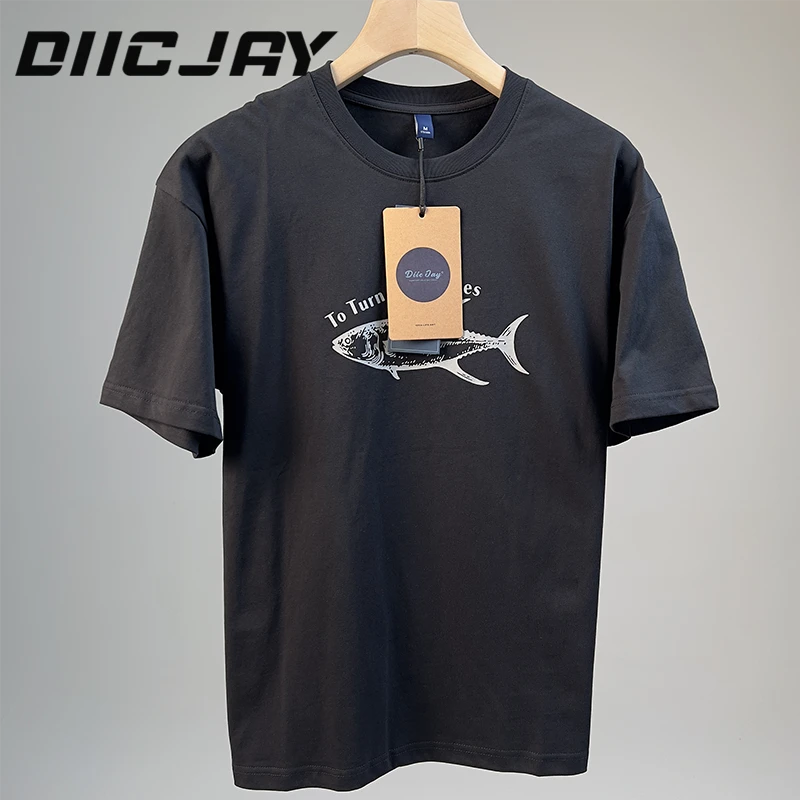 DIIC JAY/狄杰夏季新款【纯棉】重磅印花短袖t恤男美式宽松休闲百搭