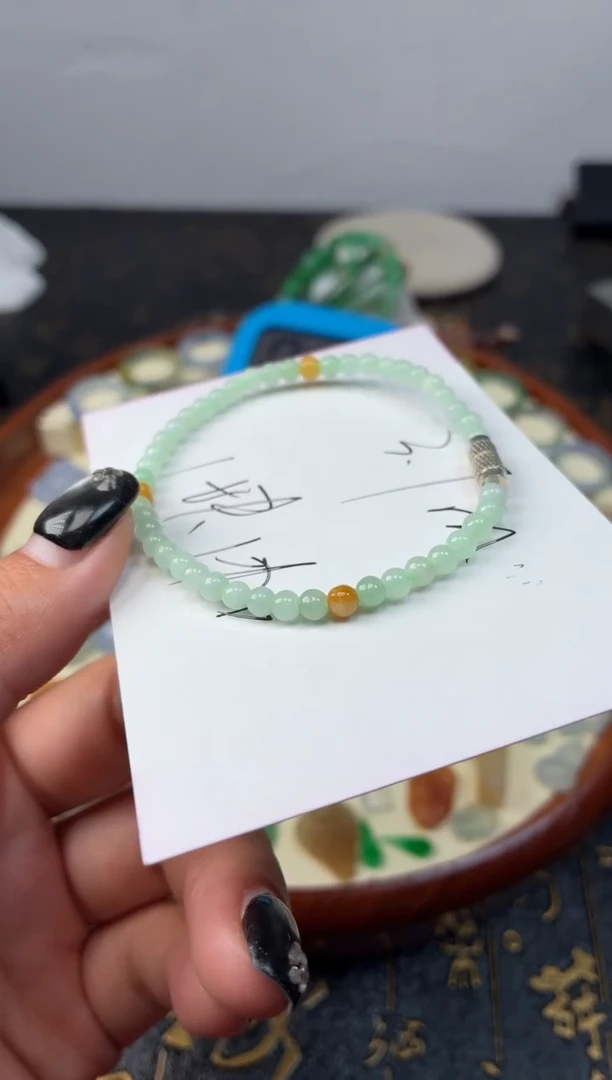 未镶嵌手链翡翠淋绿小米珠