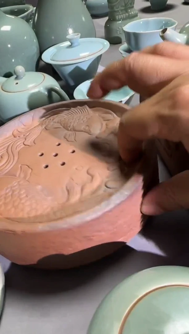 汝瓷平顶山汝瓷产品   圆茶盘