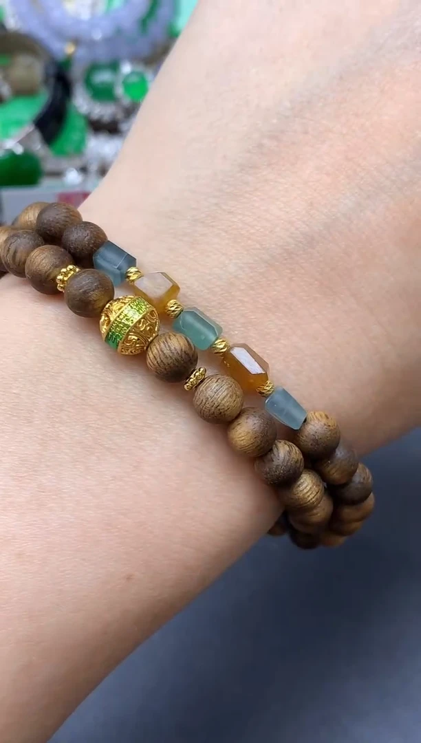 足金镶嵌手链翡翠234-中国好珍宝