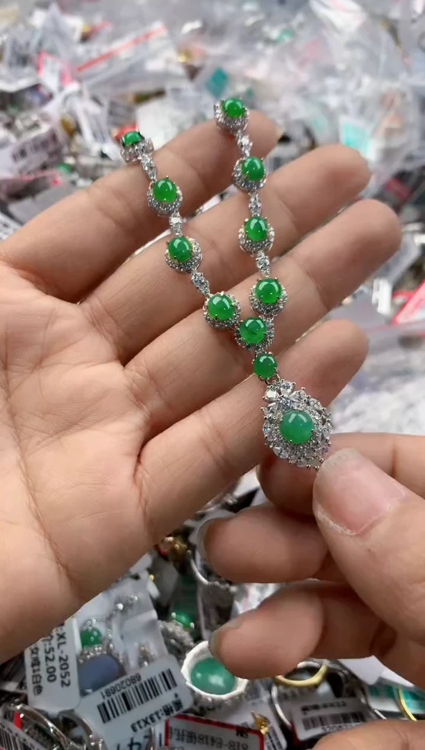 银S925镶嵌戒指翡翠555----8