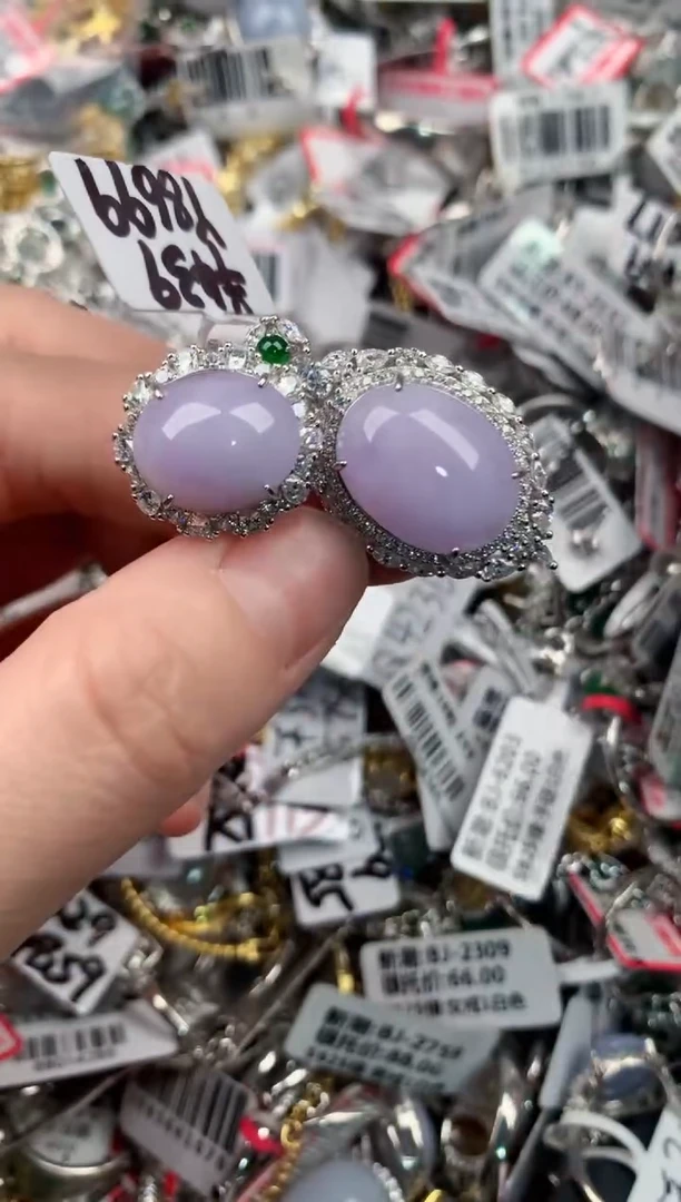 银S925镶嵌戒指翡翠4444----8