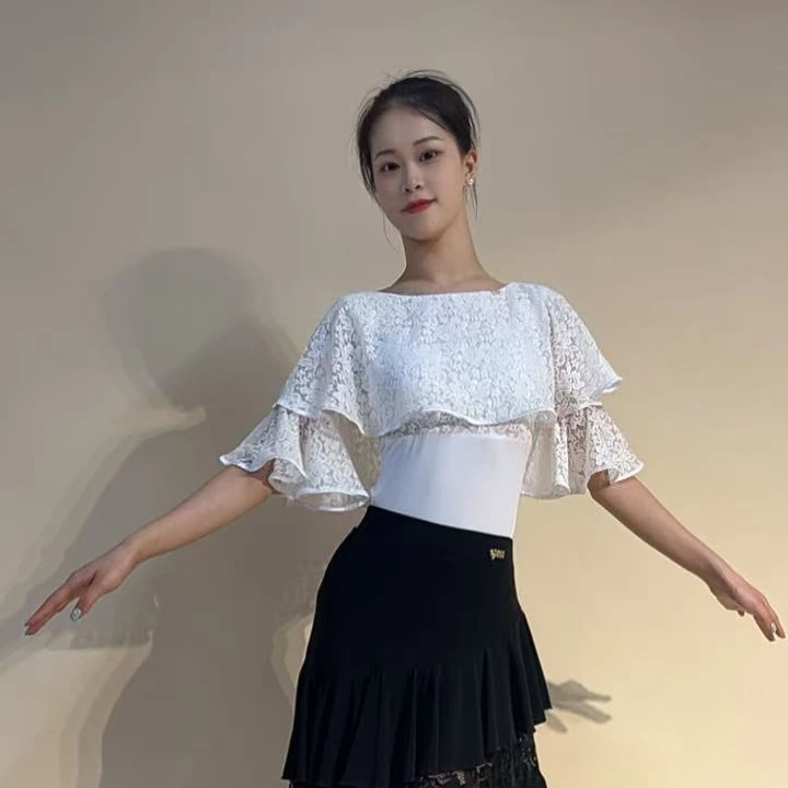 YRSS舞服♥新款白蕾丝梦幻上衣 蕾丝摩登拉丁