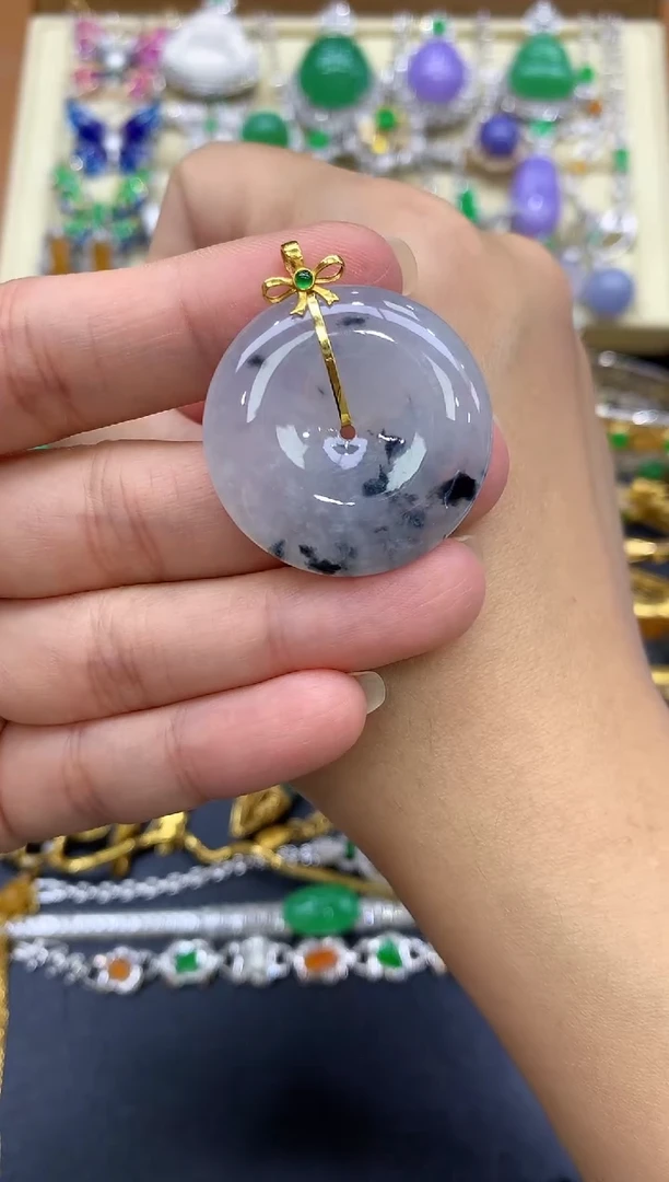 翡翠18K金镶嵌颈饰58-中国好珍宝