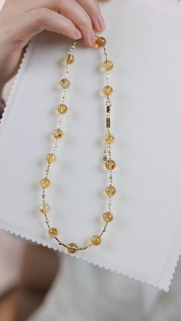 银S925镶嵌项链黄晶颈饰