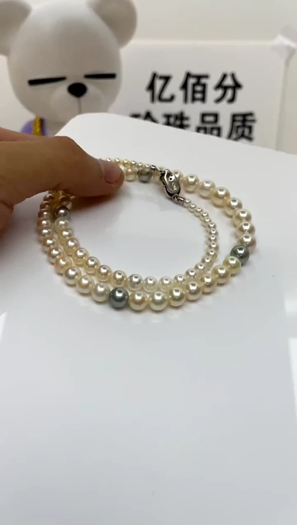 颈饰银S925镶嵌海水珍珠3-8