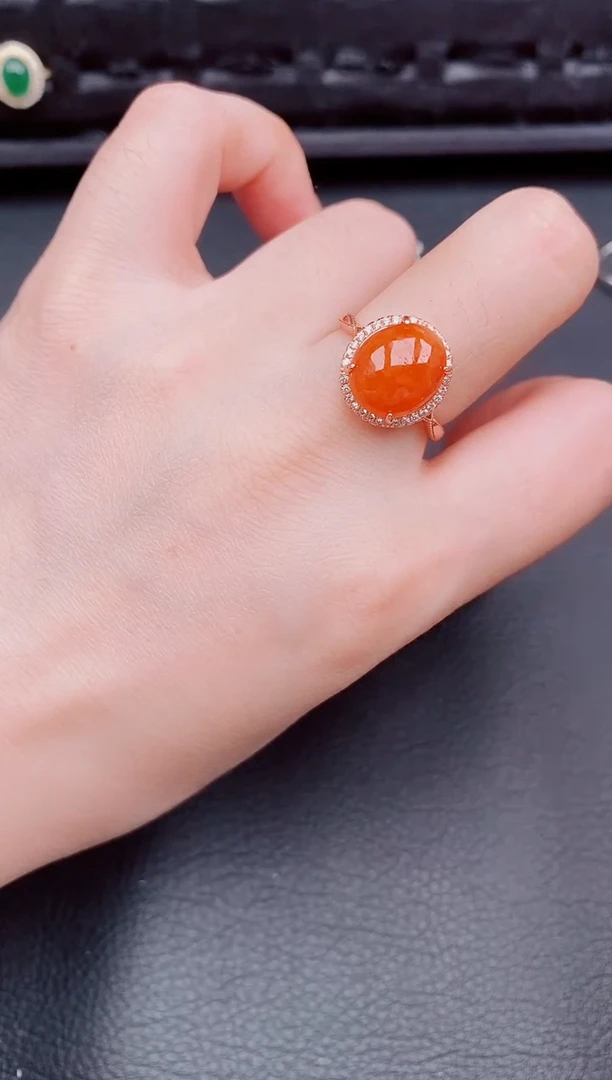 【闪购商品】翡翠戒指银S925镶嵌天然a货翡翠423