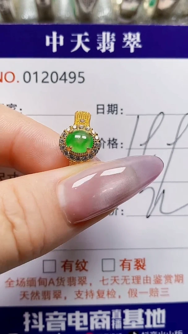 银S925镶嵌戒指翡翠?***～0495