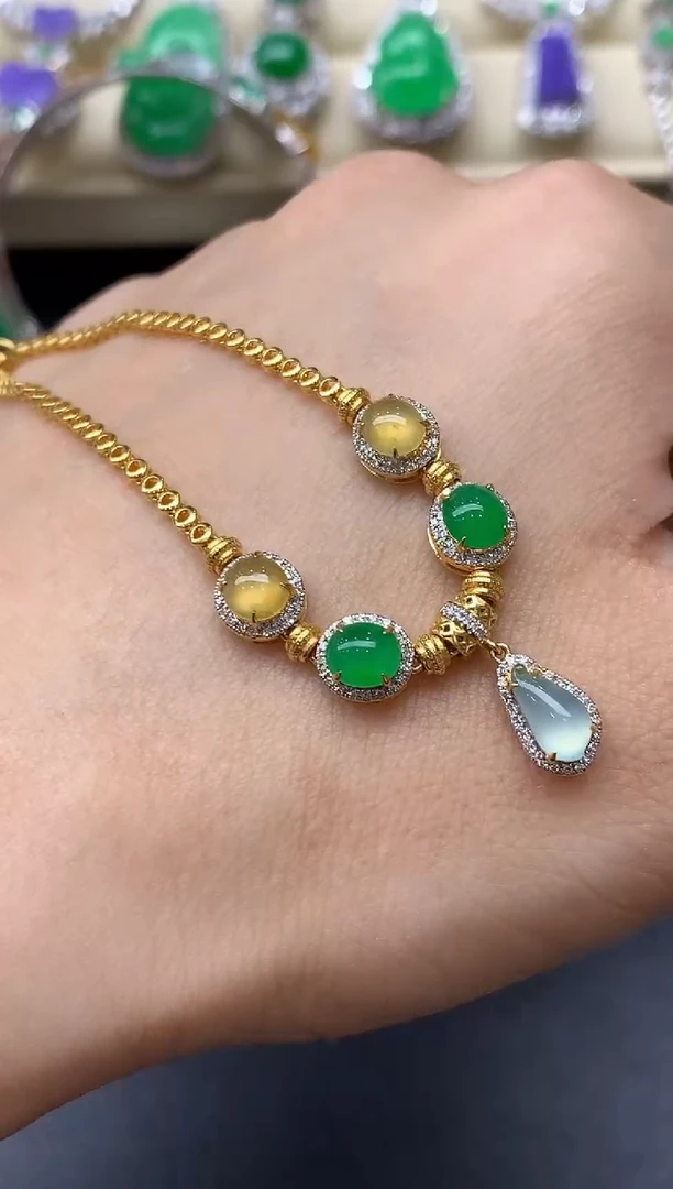 18K金镶嵌手链翡翠365-中国好珍宝