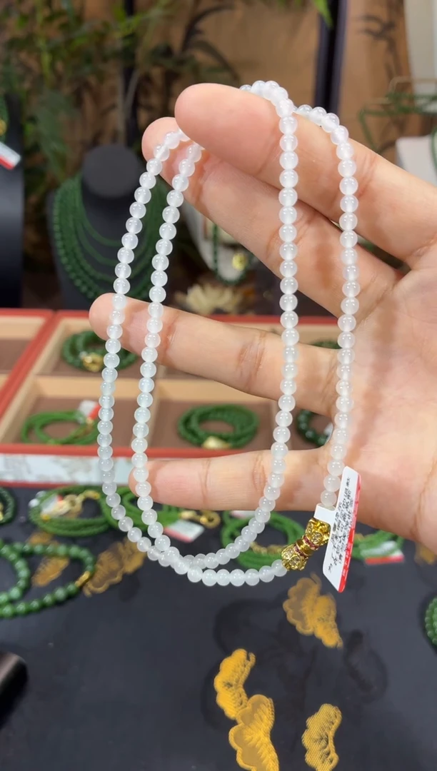 颈饰未镶嵌和田玉4高冰白毛衣链