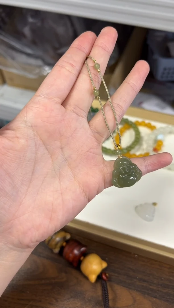 项链未镶嵌和田玉孤品和田玉小佛公编制项链[2645]