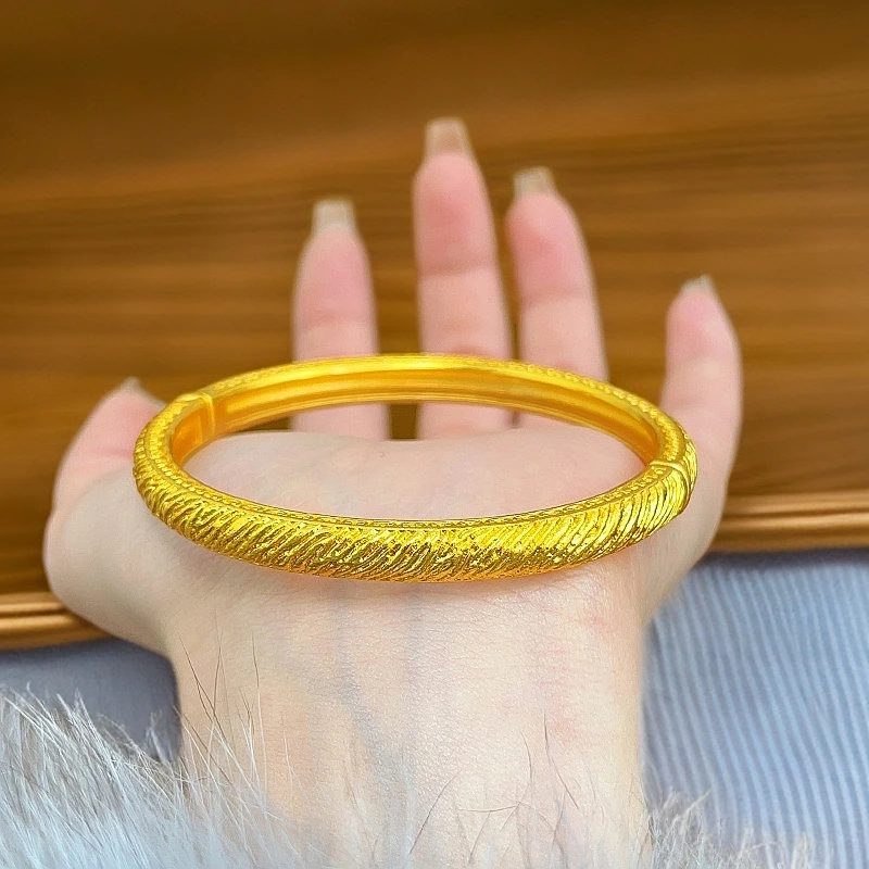 合金手镯 古法手镯 匠工拉丝妈妈镯 新中式国潮 不掉色卡扣款百搭