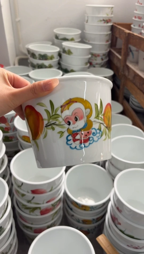 瓷片景德镇高温陶瓷食品级手绘釉中彩-大号泡面桶