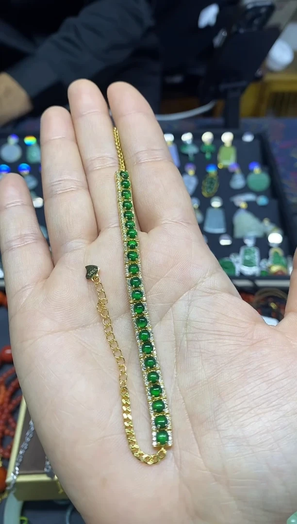 银S925镶嵌手链翡翠北**鱼长手链